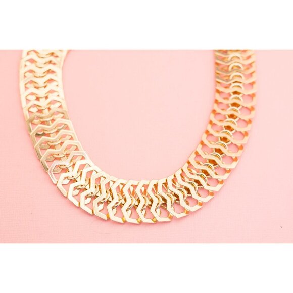 Vintage Spine Chain Necklace | Gold Tone Necklace | 18 inch | H12 - Picture 1 of 4